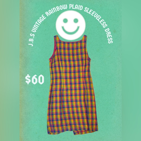 J.B.S. Dresses & Skirts - J.B.S VINTAGE rainbow PLAID SLEEVELESS DRESS, size 10
